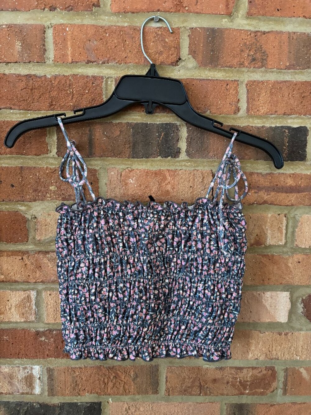 Out From Under Urban Outfitters Floral Smocked Tie-Strap Crop Top - Size S/P